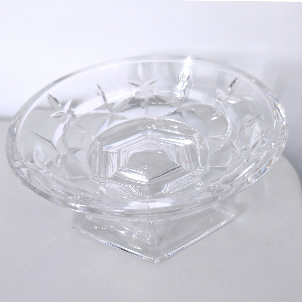 Gorham Lady Anne Crystal Vintage Pedestal Bowl Hexagon Footed Centerpiece 8.5in